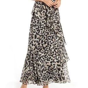 Eliza J Leopard Asymmetrical Skirt Size 4 NWT